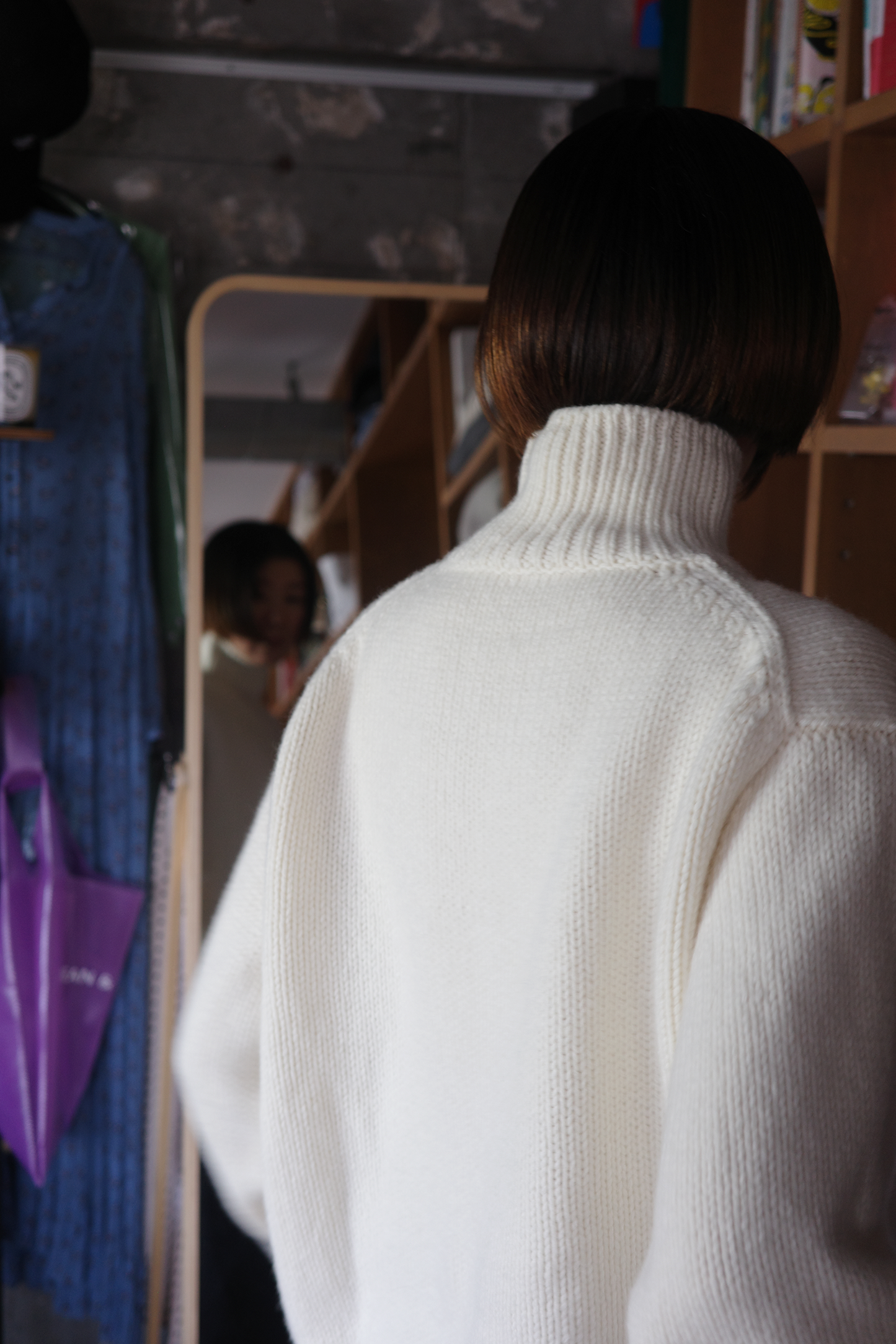 《 予約 》家庭機編み:Wool Cashmere Silk Turtle Neck