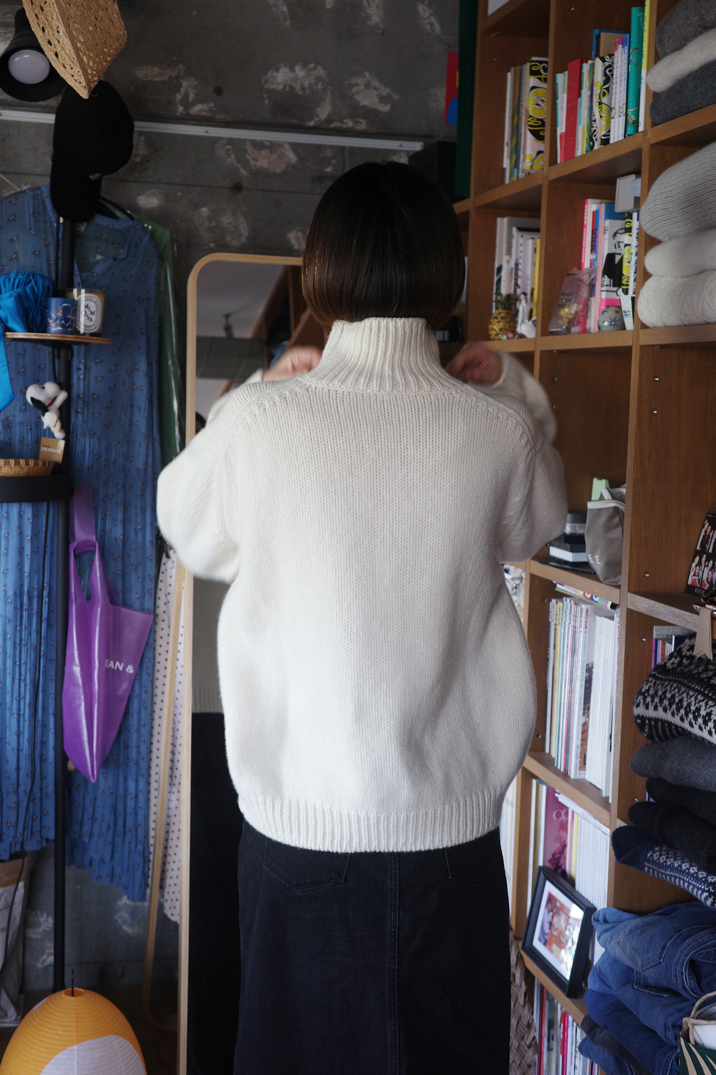 《 予約 》家庭機編み:Wool Cashmere Silk Turtle Neck