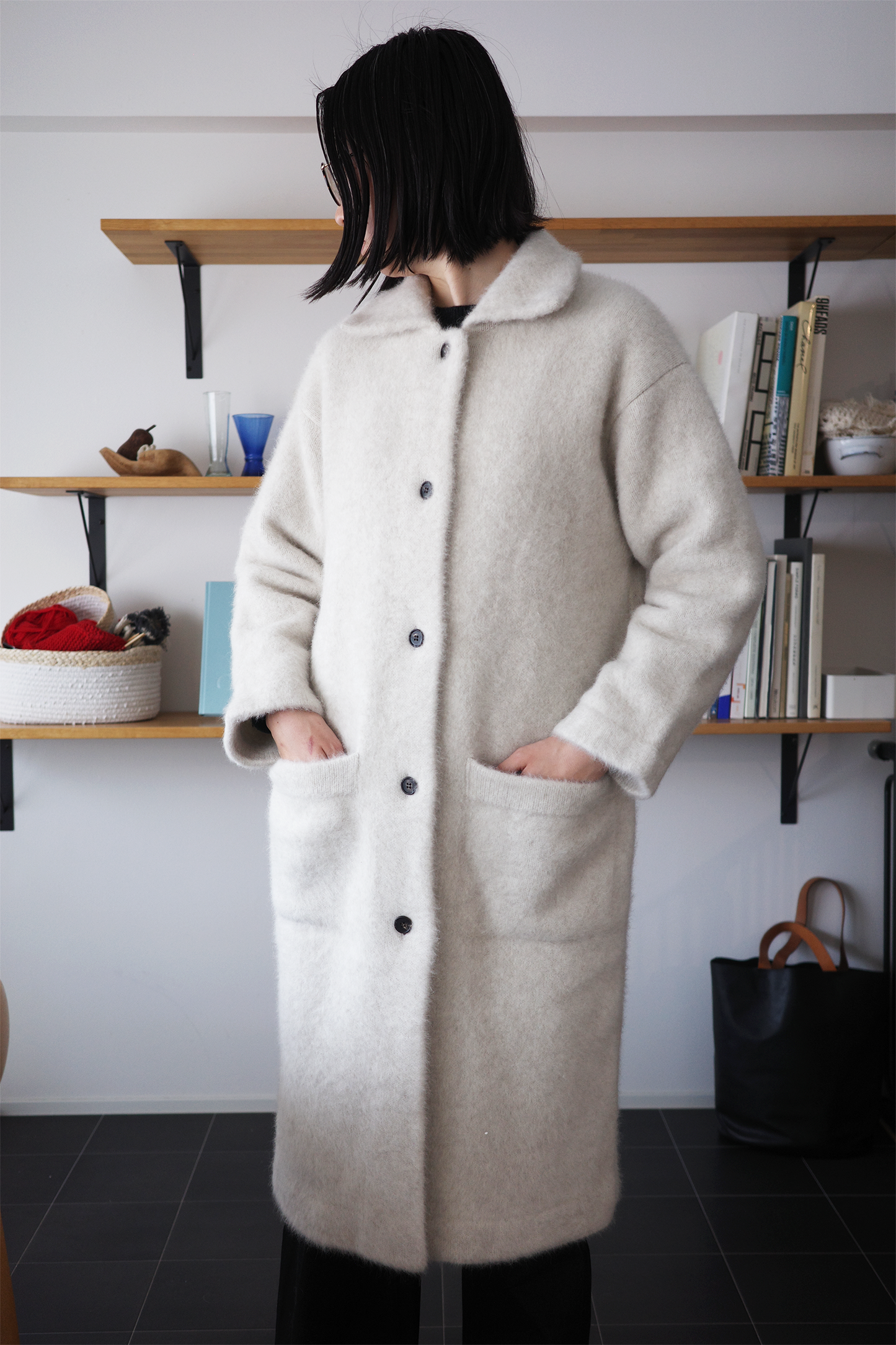 《 予約 》Blue Fox Wool Knitted Coat