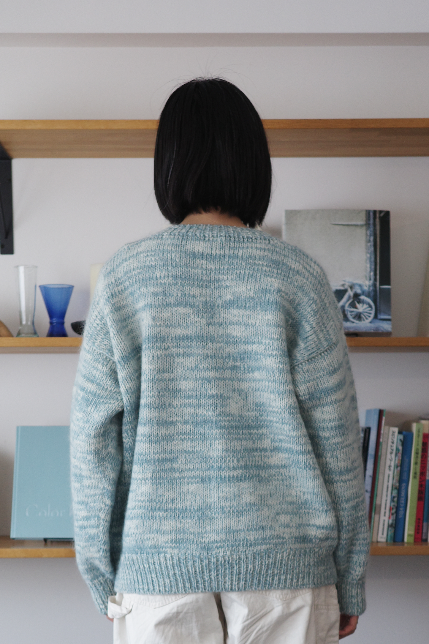 《 予約 》家庭機編み:Wool Mohair V neck Sweater