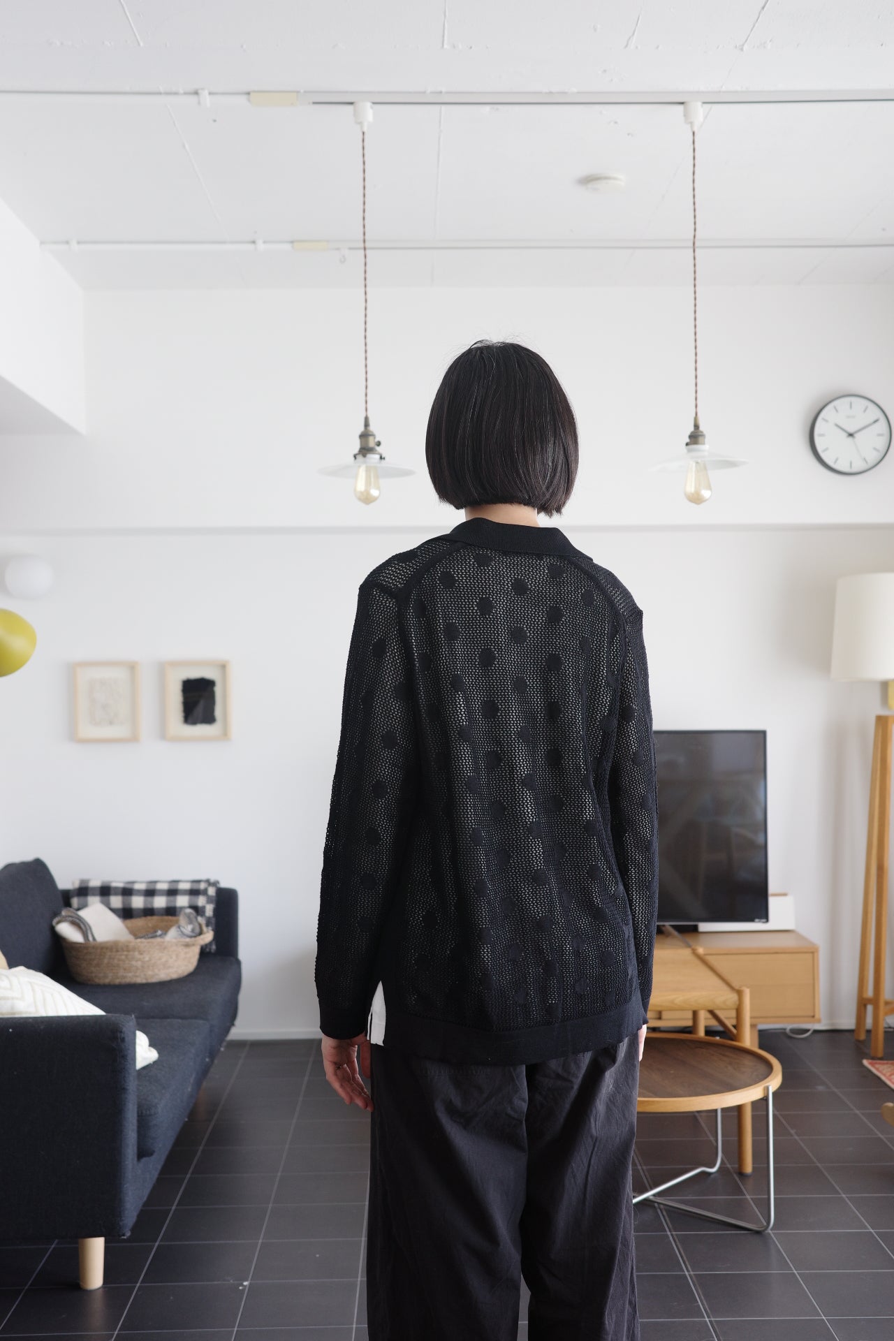 Cotton Silk Dot Mesh Cardigan