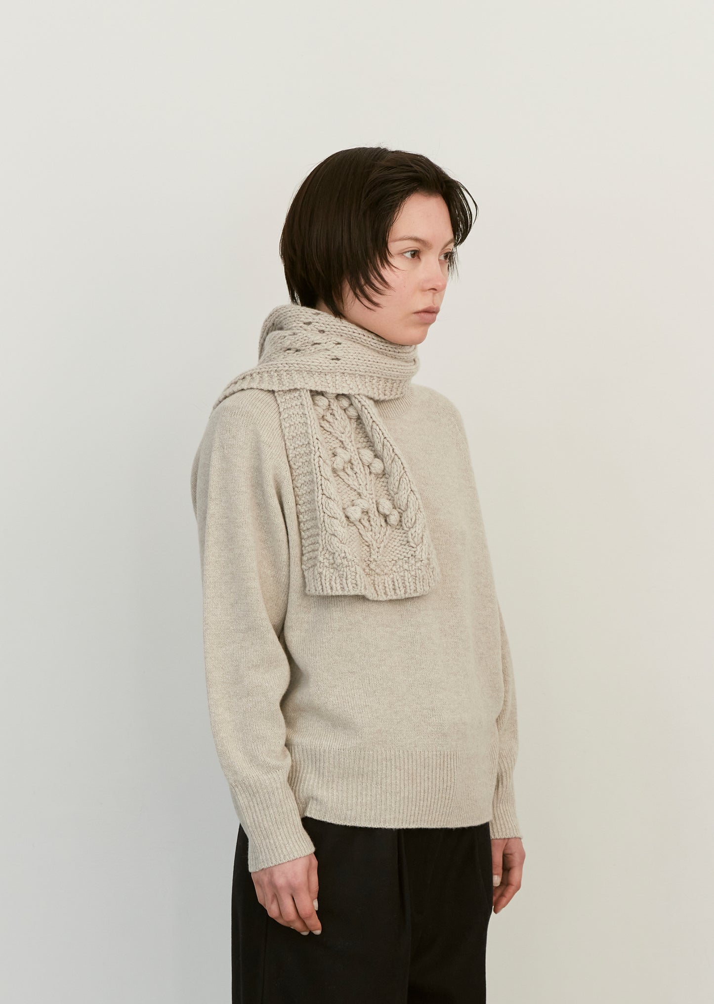 Wool Cashmere Silk Hand Knit Scarf