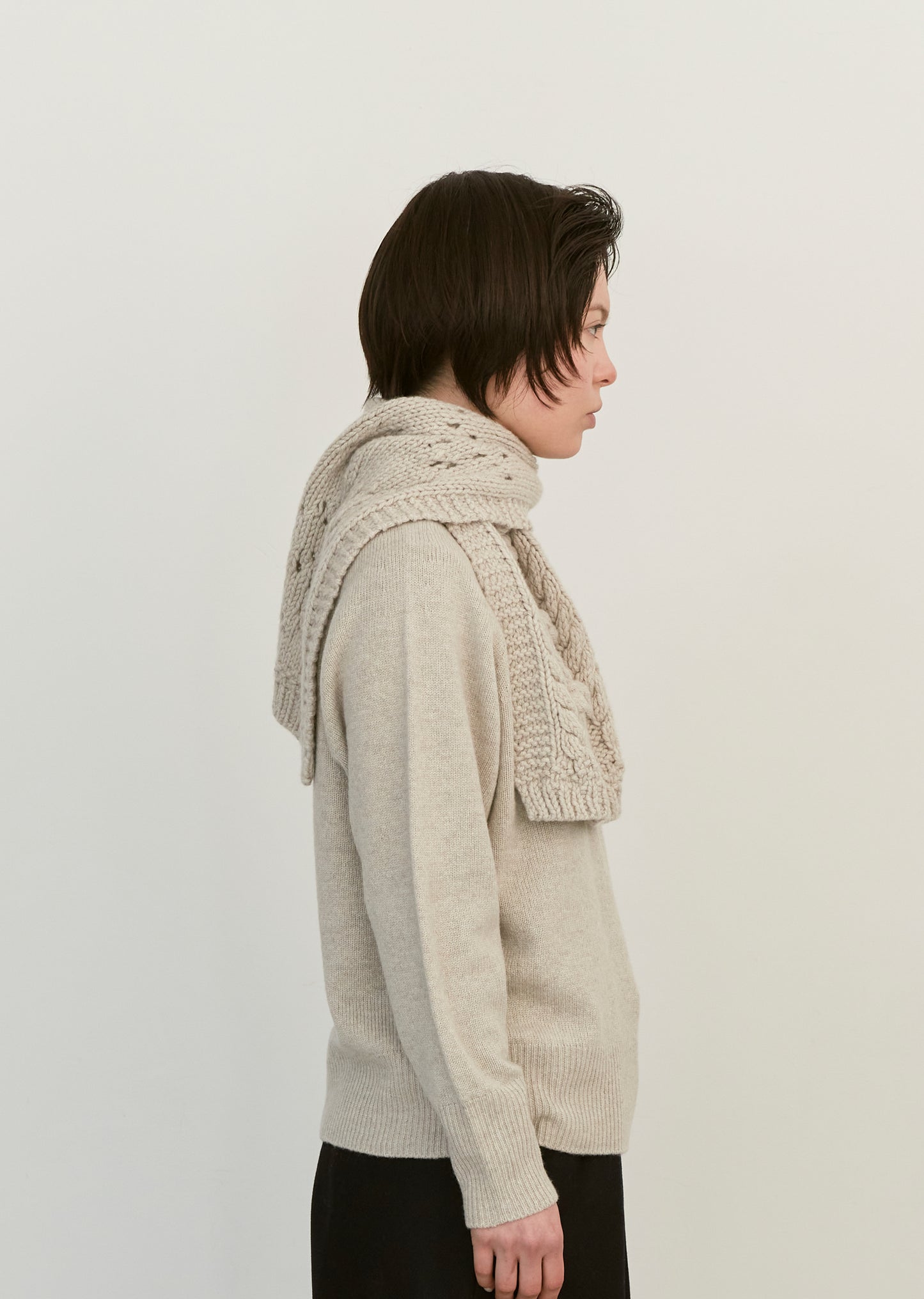 Wool Cashmere Silk Hand Knit Scarf