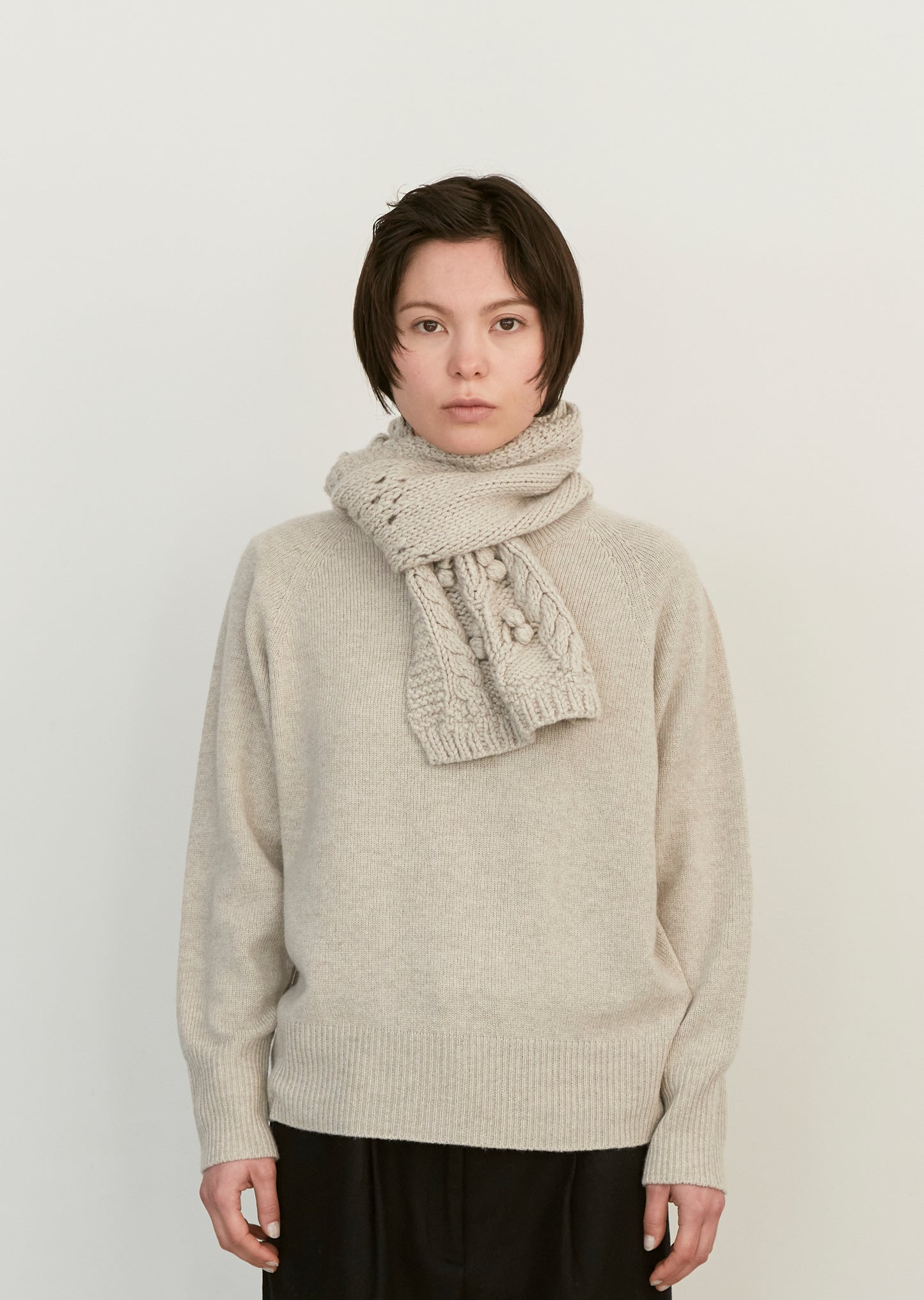 Wool Cashmere Silk Hand Knit Scarf
