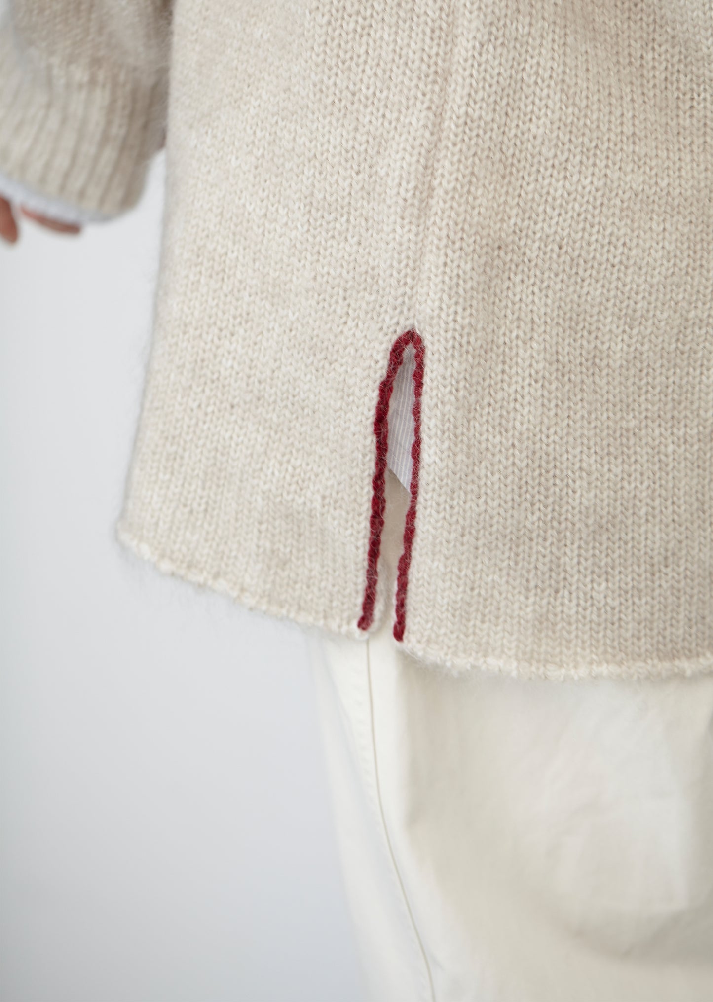 Embroidered Wool Mohair Silk V Neck