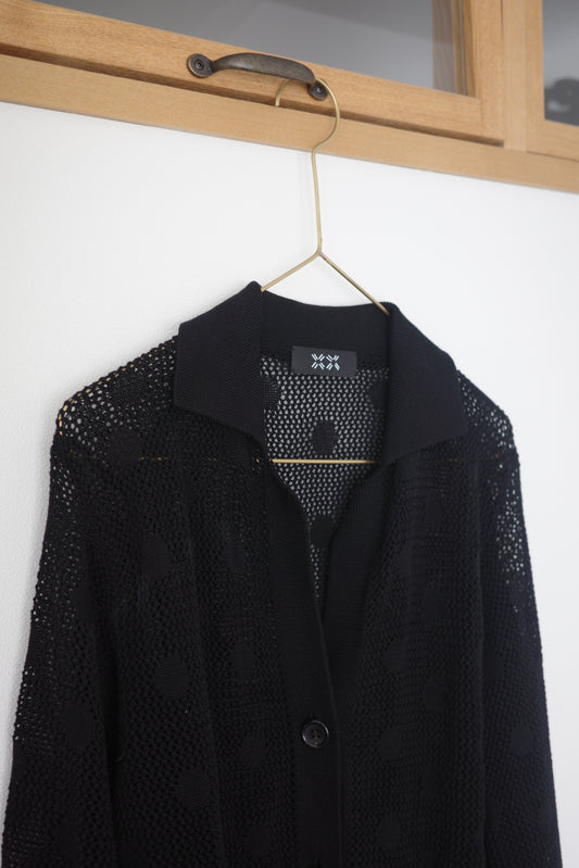 Cotton Silk Dot Mesh Cardigan