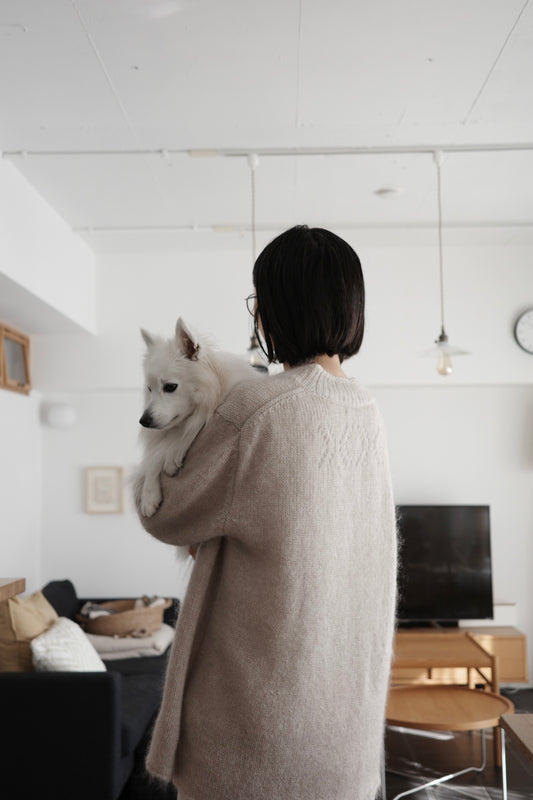 Embroidered Wool Mohair Silk V Neck