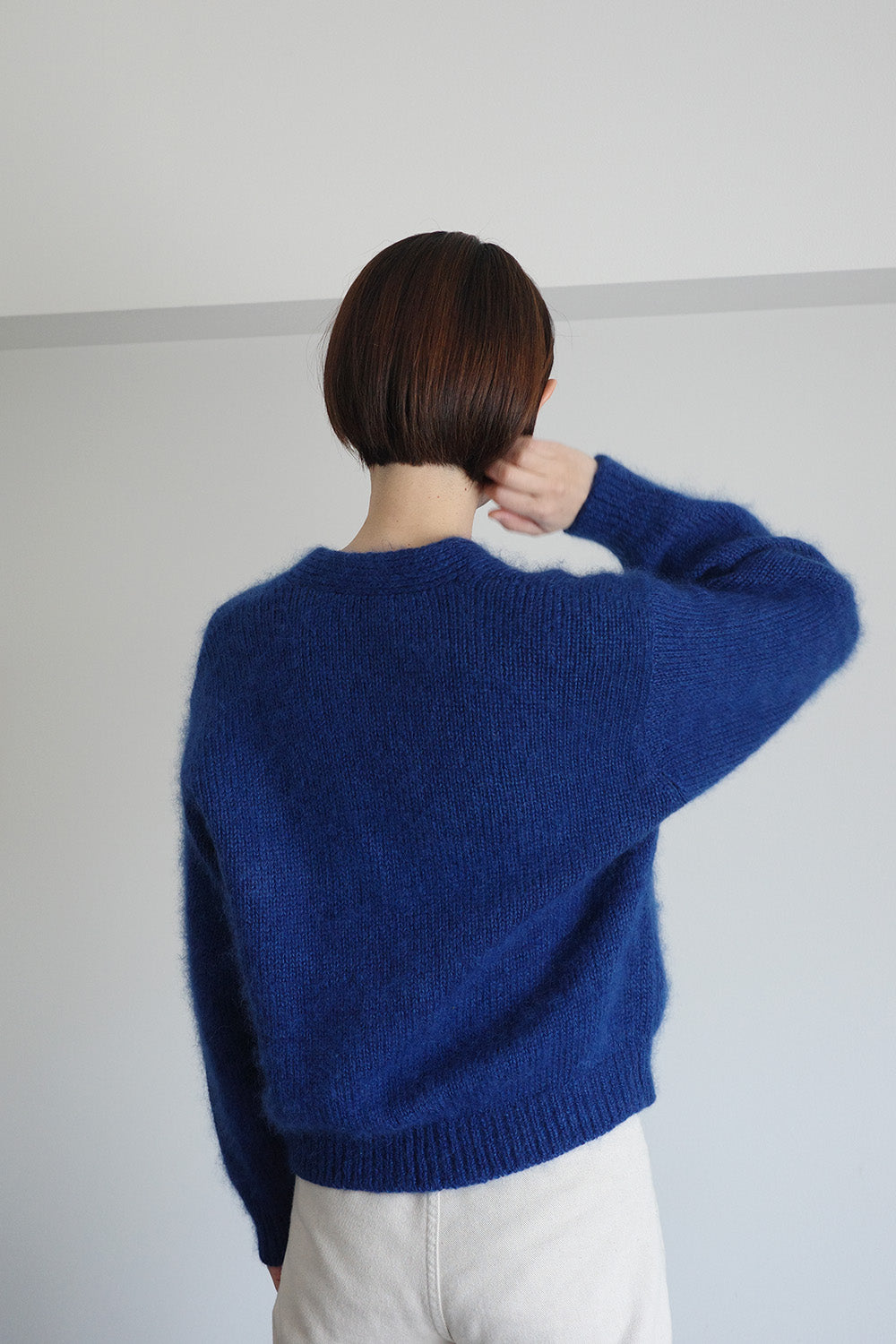 《 予約 》家庭機編み Wool Mohair Silk V Neck Cardigan