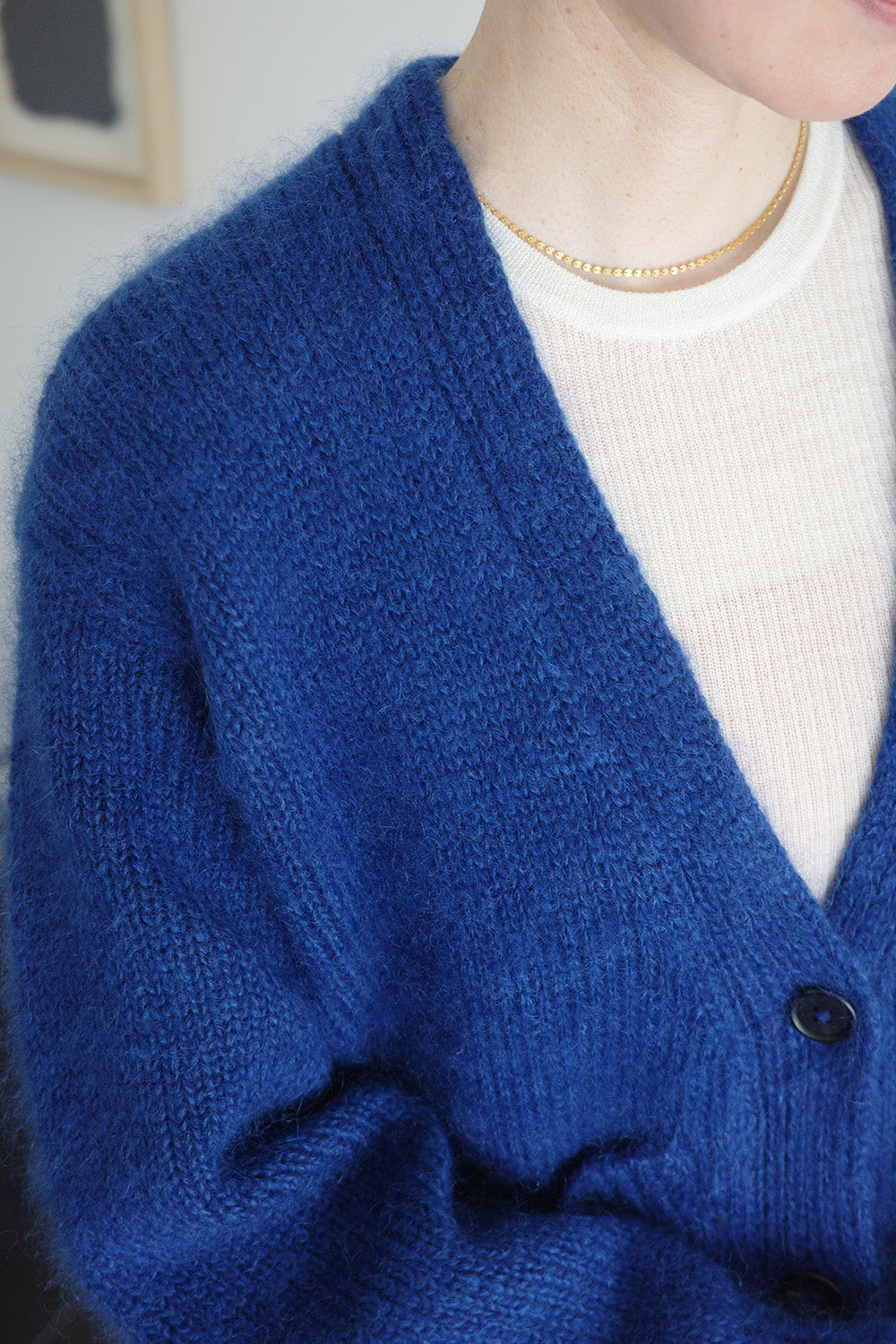 《 予約 》家庭機編み Wool Mohair Silk V Neck Cardigan