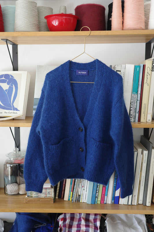 《 予約 》家庭機編み Wool Mohair Silk V Neck Cardigan