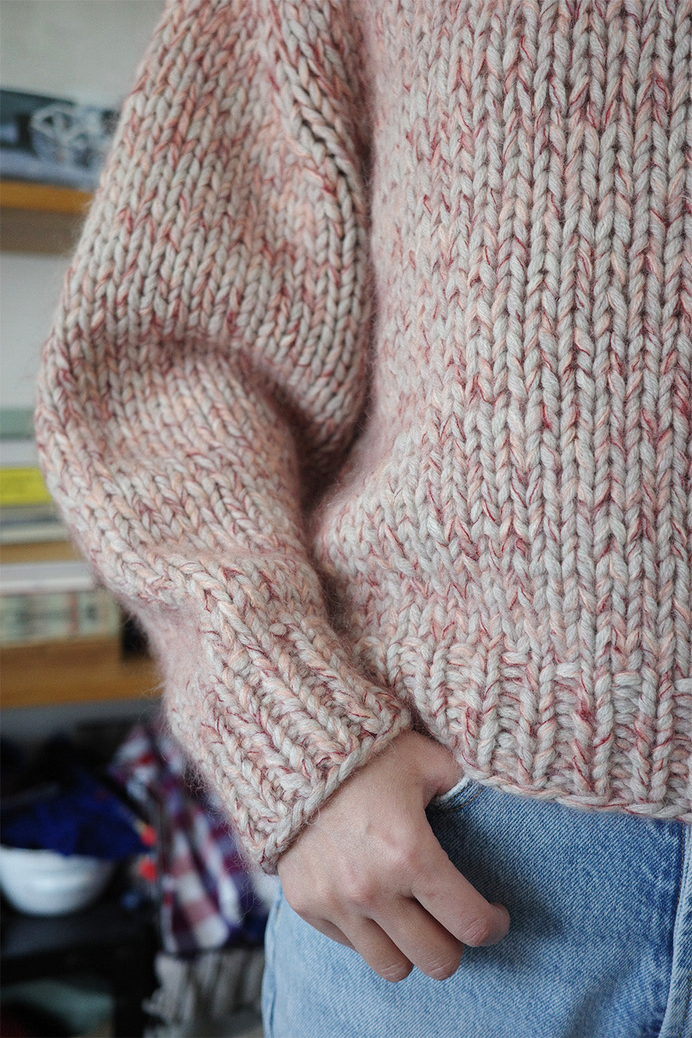 《 予約 》手編み Wool Mohair Silk Cashmere Crew Neck