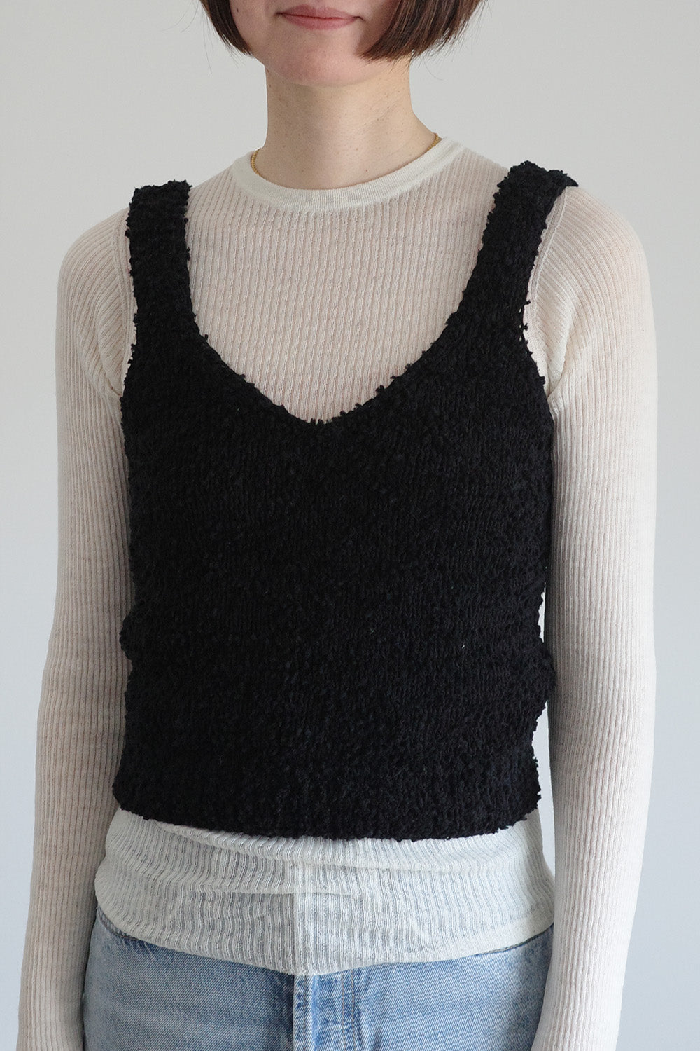 《 予約 》家庭機編み Cotton Knitted Tank